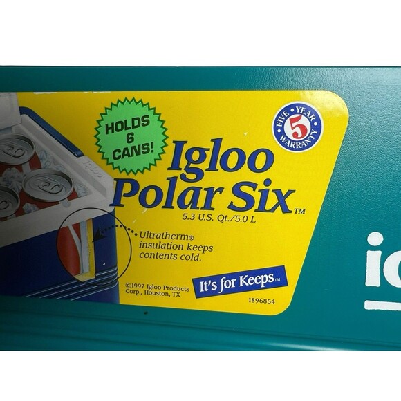 Igloo Polar Six teal purple ice chest insulated USA small lunch box 6 pack 1997 - Picture 3 of 12